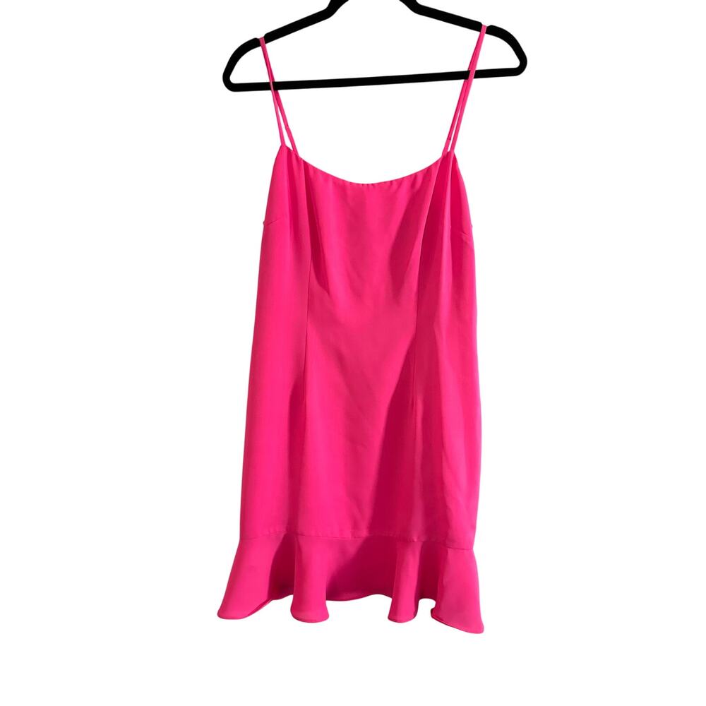 LOVERS + FRIENDS Revolve Teddy Mini Dress Bright Pink Barbie- Sz Medium - Picture 3 of 6